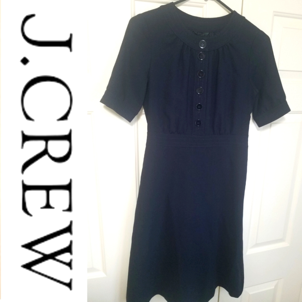 J. Crew Navy Blue Classic Dress with Front Buttons